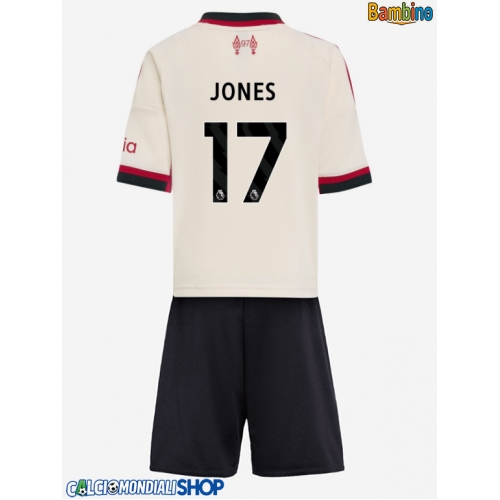 Maglie da calcio Liverpool Curtis Jones #17 Seconda Maglia Bambino 2025-26 Manica Corta + Pantaloni corti)